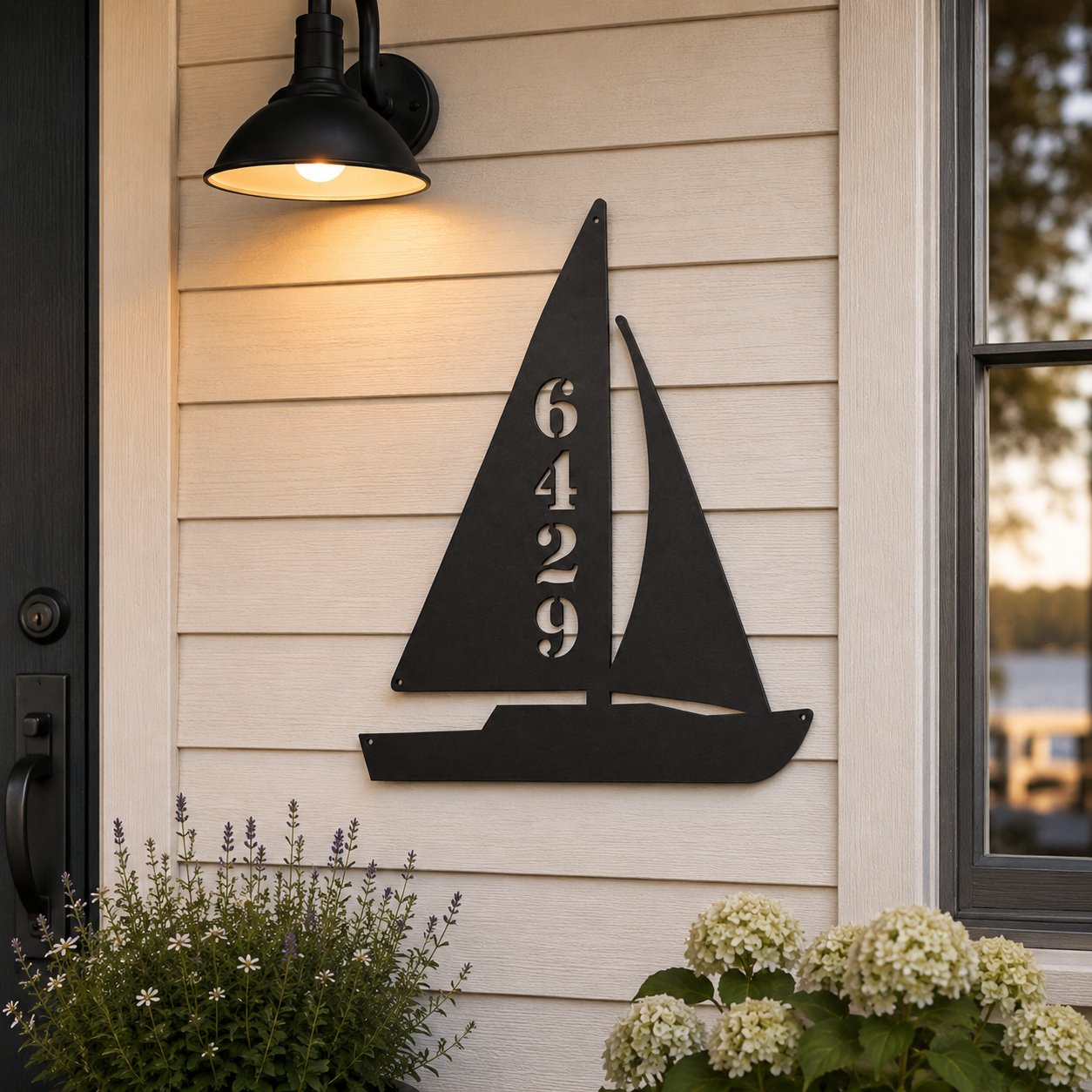 Personalized Sailboat Metal House Number Sign