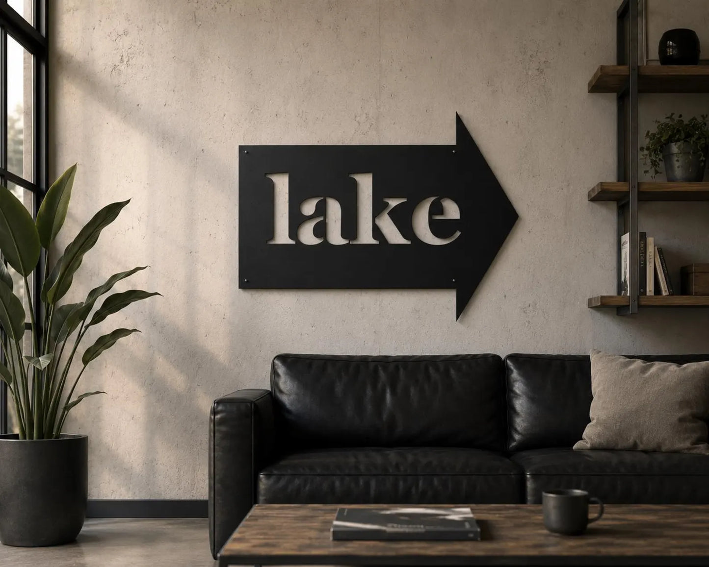 Lake Arrow Metal Sign, Lake House Directional Sign, Outdoor Lake Decor, Metal Lake Wall Art, Cabin Sign, Lake Gift