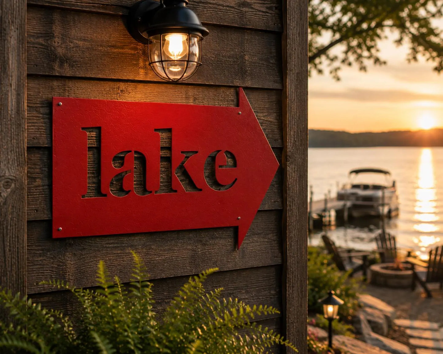 Lake Arrow Metal Sign, Lake House Directional Sign, Outdoor Lake Decor, Metal Lake Wall Art, Cabin Sign, Lake Gift