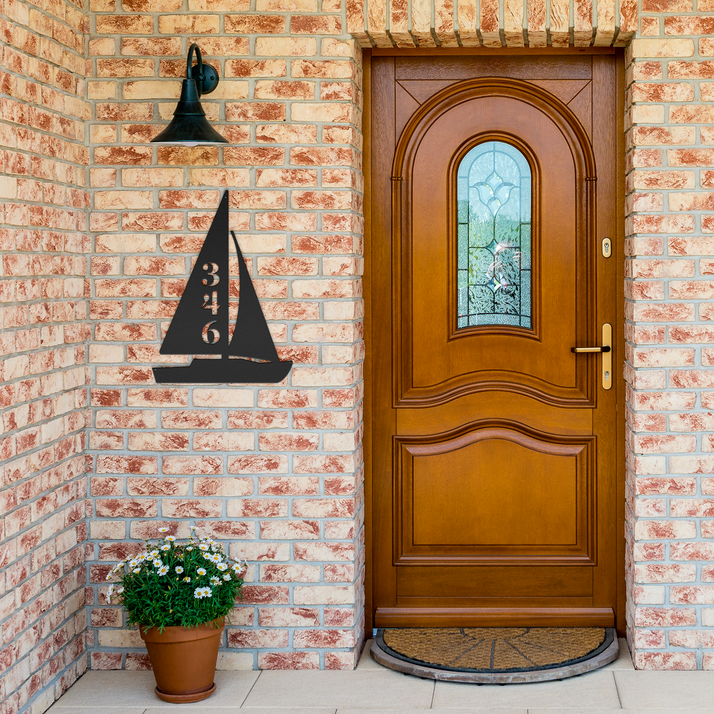 personalized_sail_boat_house_number_sign_Black_Brick_Entrance_Mockup.png_15890855